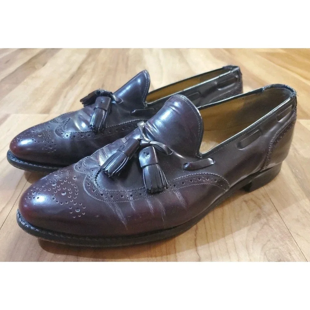 Johnston & Murphy‎ Tassel Loafers Men's 9.5 D Burgundy Leather Dress Shoes